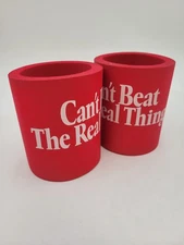 2Pc Set Vintage Coca-Cola Red Koozie Can Cooler Cant Beat the Real Thing Coke