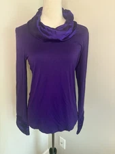 Tangerine Jill NWT Mixed Media Shirt Purple Cowl Neck Top Button Cuffs Medium