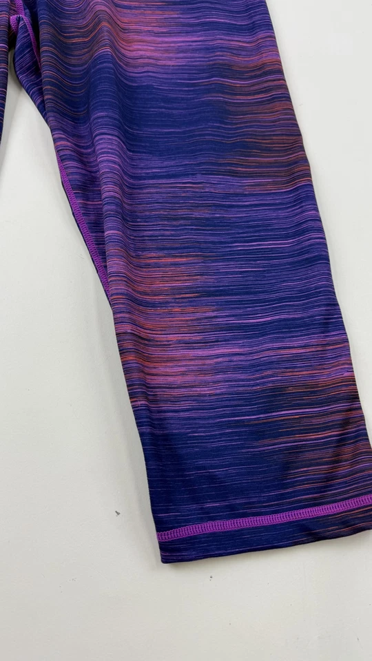 Adidas Leggings Womens XL Purple Pink Climalite Capri Cropped Mid Rise Space Dye - Image 2 of 4