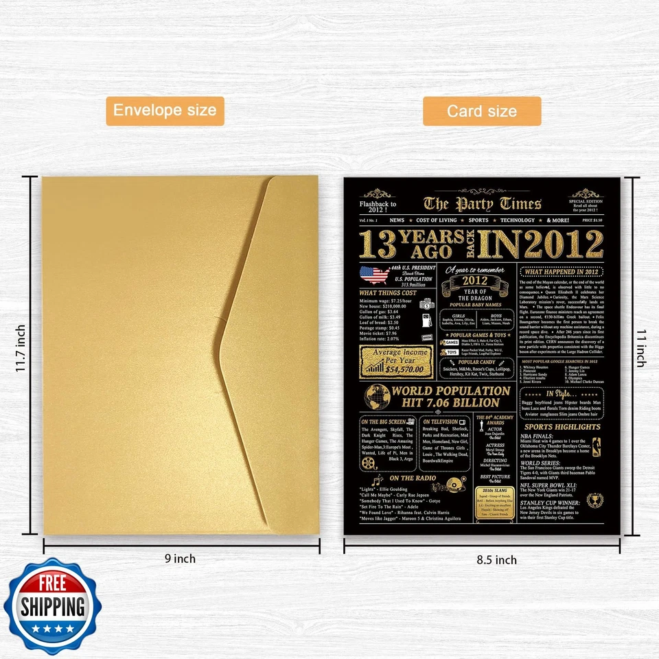 Tarjeta Jumbo 13 cumpleaños para niños niñas, decoración de fiesta de feliz trece cumpleaños Foto 2 de 4