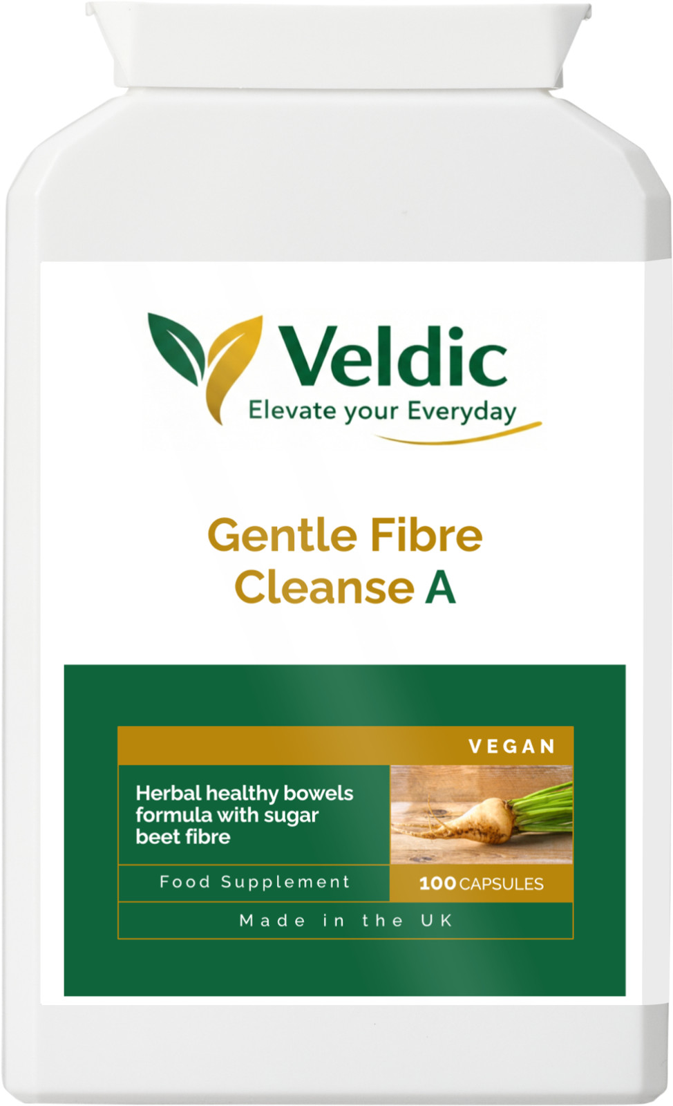 Veldic Gentle Fibre Cleanse A 100 Caps Sugar Beet Fibre Vegan Herbal