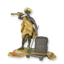 Coloured bronze sculpture snake decoration horns Viennese style after Franz Bergman