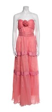 LoveShackFancy Teresa Gown Candy Pink Pleated Organza Rosette Dress Size Medium