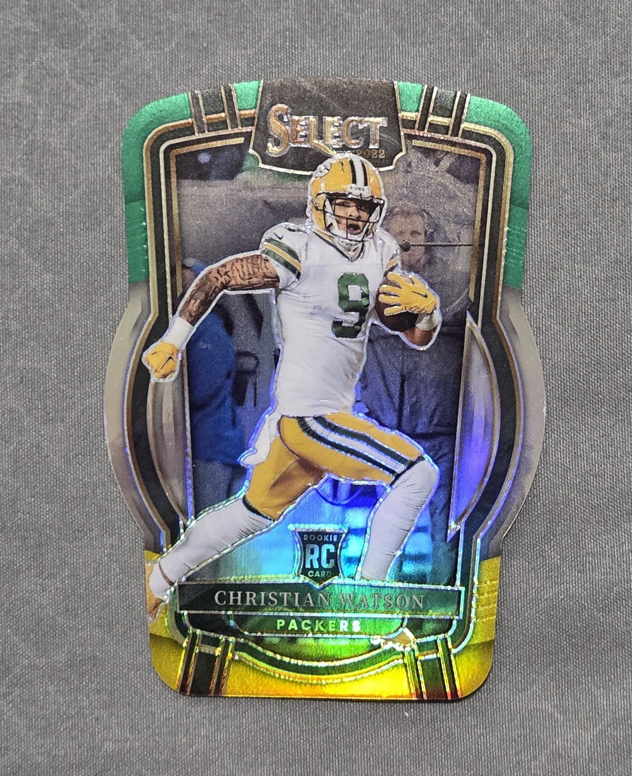 2022 Panini Select - Club Level Christian Watson #265 Green & Yellow Prizm die