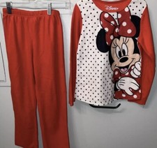 Disney Minnie Mouse Fleece Pajama set-EUC-Size 7/8