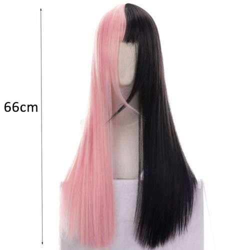 Style Hair Cosplay Long Straight Hair Black&pink Wig Double Color Toupee Lolita - Picture 3 of 10