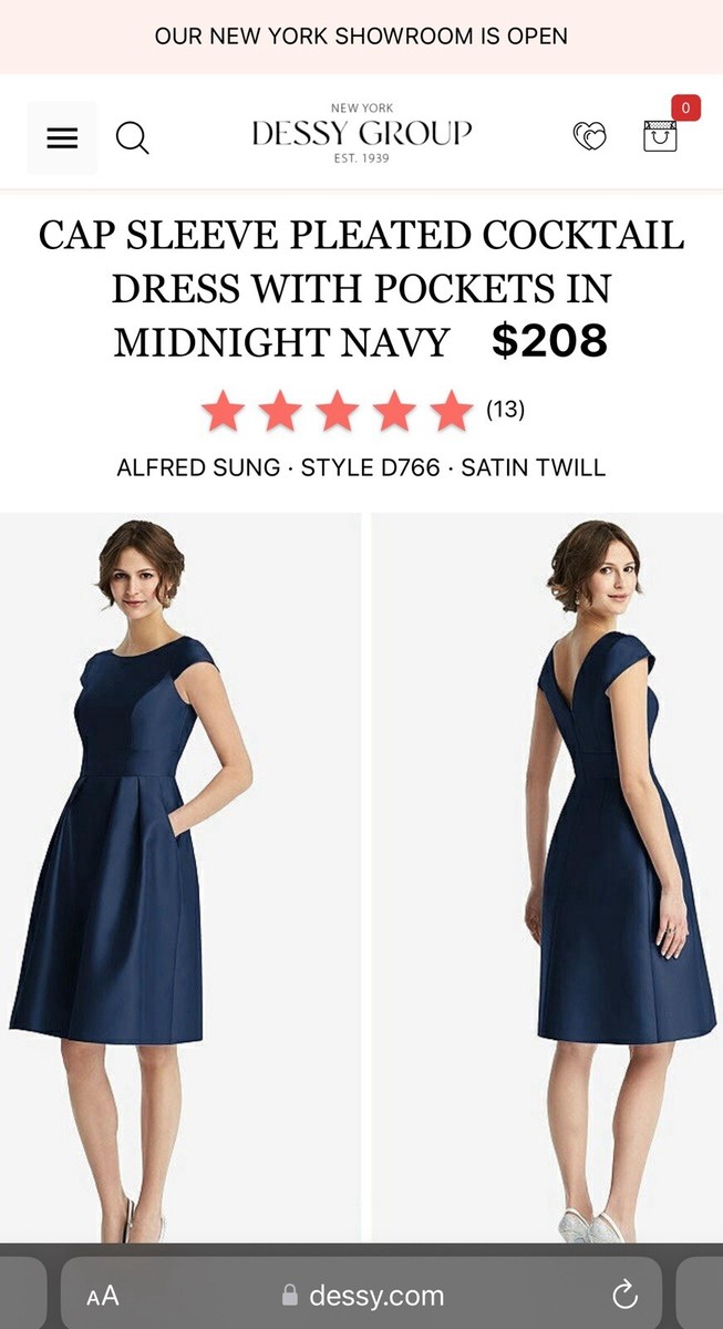 alfred sung cap sleeve pleated cocktail dress with pockets Alfred Sung Womens Cap Sleeve Short Fit & Flare Dress Black 18