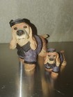 New Listing2 Cocker Spaniel Figurines Golden/Blonde in Purple & Black Sweaters & Hats