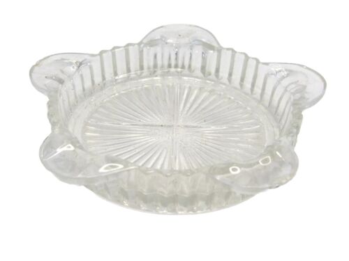 Cenicero de vidrio transparente vintage patrón de flores Starburst 4"x 4" "sin astillas MCM #GG - Imagen 2 de 6