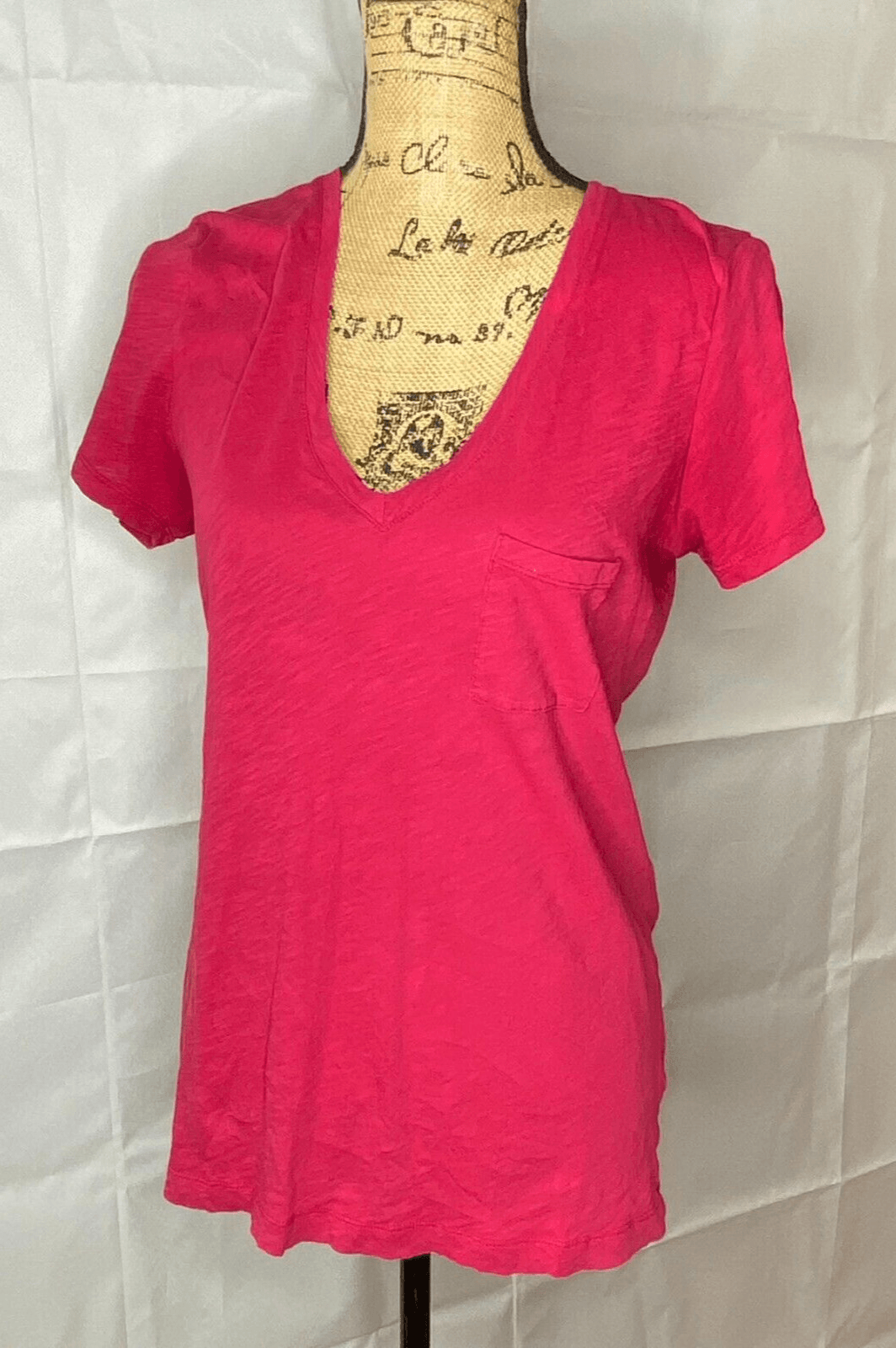 Madewell T-Shirt Size S Small Women's Ladies Red V-Neck Short Sleeve