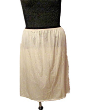 Vanity Fair Cream Semi-Sheer Silky Nylon 24" Half Slip Petticoat XXL 46 USA made