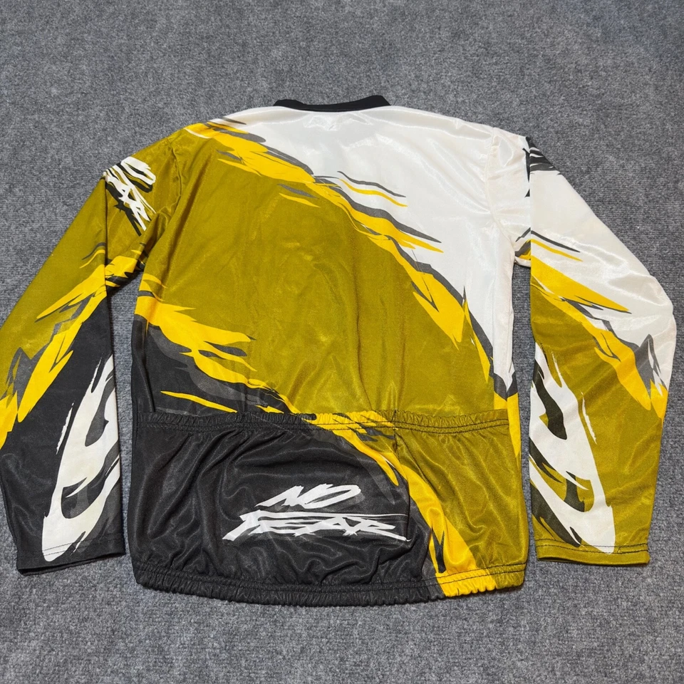 No Fear Shirt Mens Large Yellow Black Long Sleeve Half Zip Cycling Made USA - Image 2 of 4