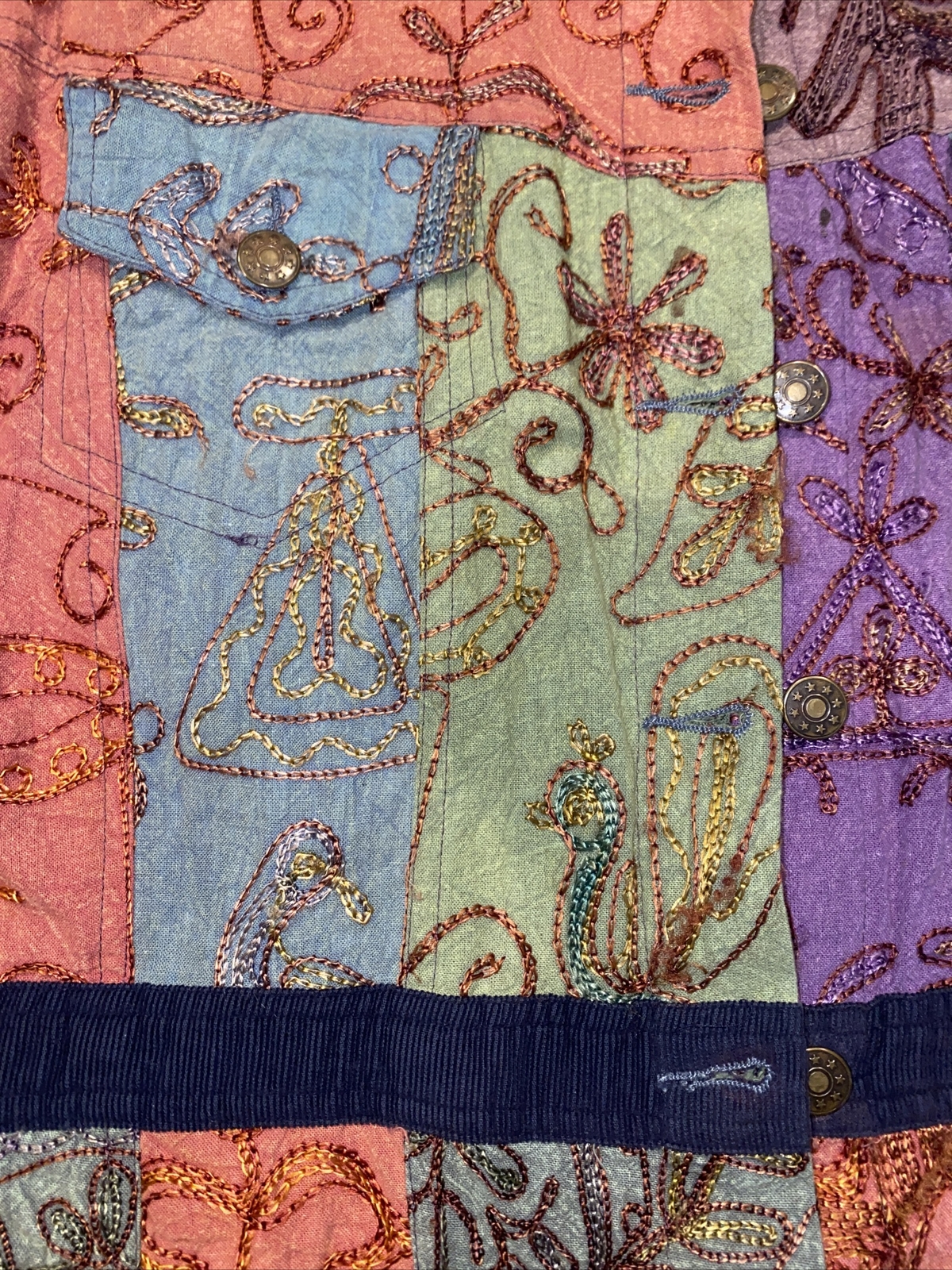 Blue Skye Large Patchwork Embroidered Jacket Boho… - image 6