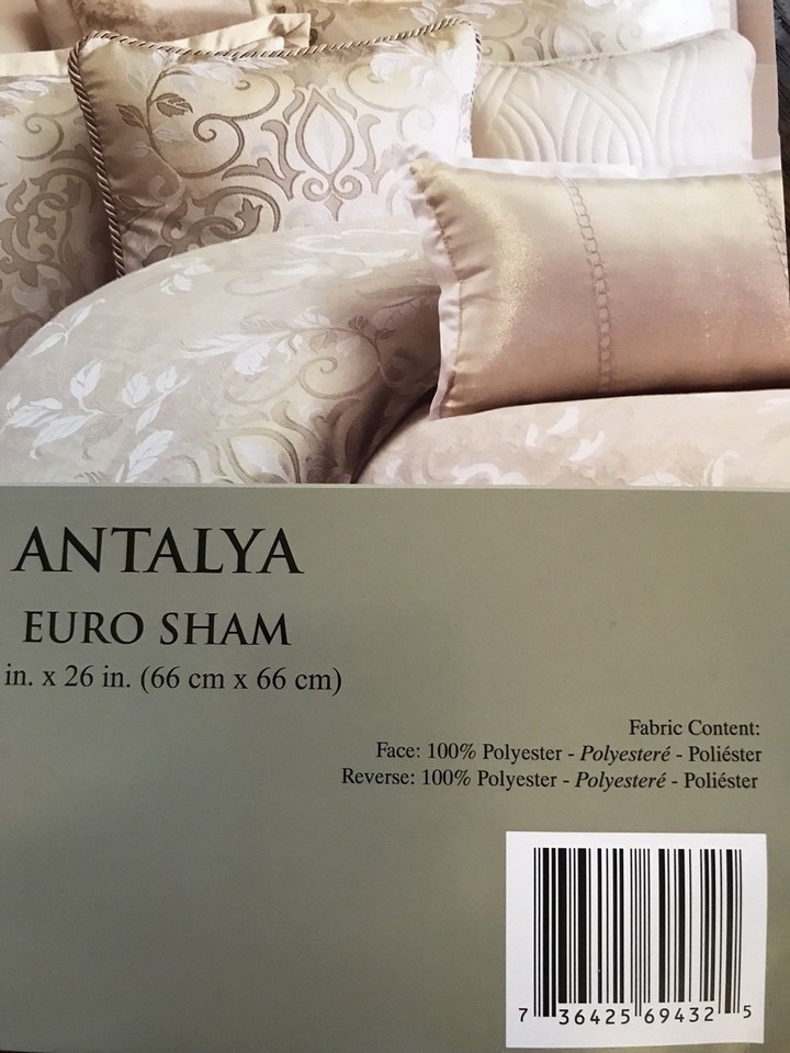 Veratex ANTALYA New 60 Reversible Euro Sham European Pillow Case Gold