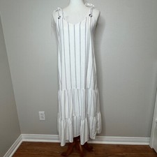 RAILS Ciel Tiered Dress XS Positano Stripe Linen Blend Sleeveless Resortwear