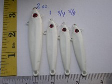 28 PCS. ANCHOVY FISH JIG/SPOON STYLE 5/8, 3/4, 1, 2 OZ. 7ea WHITE W/4 EYELETS