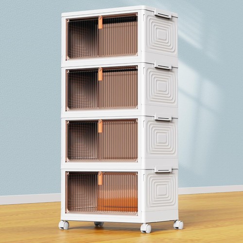 Containers with Wheels, Folding Storage Boxes, Stackable Storage Bins
