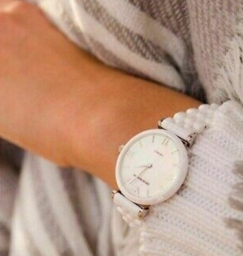 OROLOGIO DONNA EMPORIO ARMANI CERAMICA CINTURINO BIANCO E QUADRANTE BIANCO AR1486 ORIGINALE NUOVO - Foto 5 di 6
