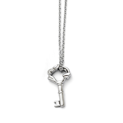 Chisel Stainless Steel Polished Fancy Key Pendant Necklace 18''