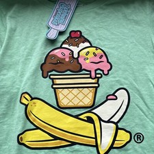 Johnny Cupcakes Banana Split Women's XL NEW with Tag Green Ice Cream Cherry