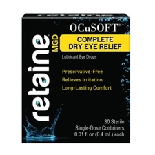 OCuSOFT Retaine MGD Complete Dry Eye Relief Lubricant Eye Drops 30 Count Box NEW