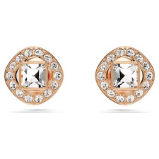 BNIB SWAROVSKI Una Angelic Stud Earring Square Cut Gold Plated £45.00 & Gift Bag