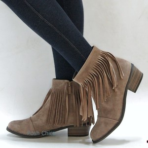 New Women Od18 Beige Fringe Western Boots Ankle Booties sz 5.5 to 11 | eBay