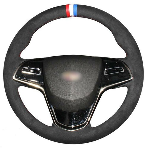 Black Suede Leather DIY Hand Sewing Car Steering Wheel Cover for Cadillac CTS - Picture 1 of 10