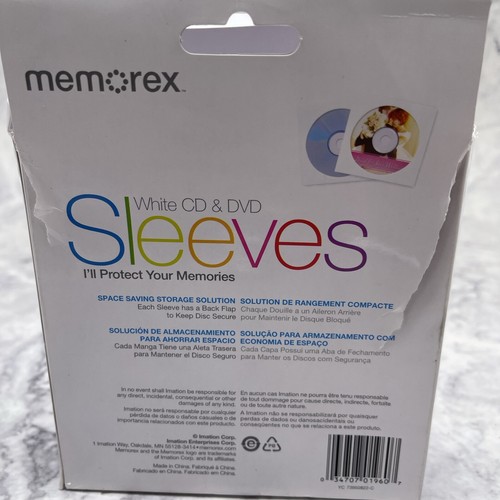 New Memorex Pack of 48 CD / DVD White Storage Sleeves - Afbeelding 4 van 7
