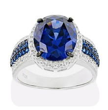   NEW Women's 925 Sterling Silver Created Blue Sapphire Wedding Ring