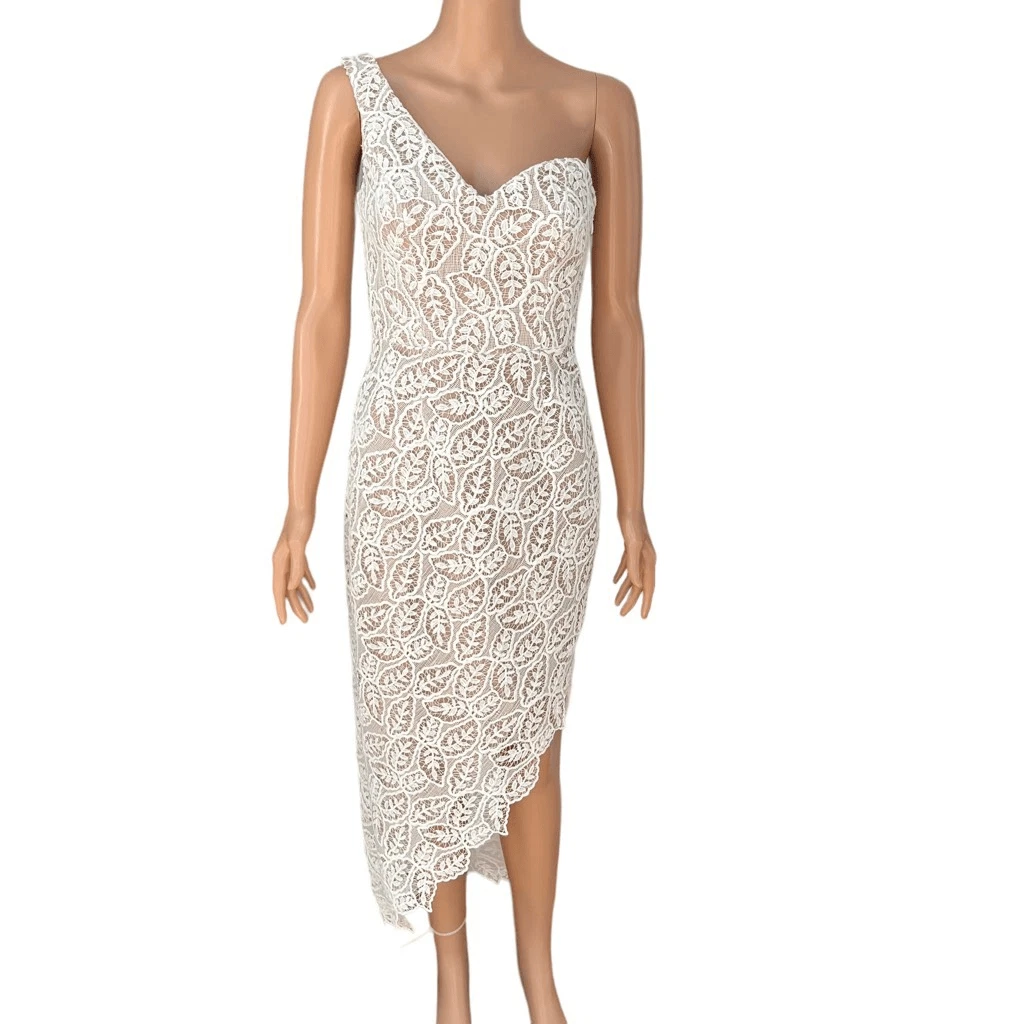 OFF WHITE Abito a una spalla Dress the Population Magnolia bianco nudo taglia XS NUOVO CON ETICHETTE