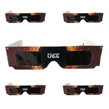 5 Pair Solar Eclipse Glasses ISO Certified Safe Plastic Packaging USA Free Ship