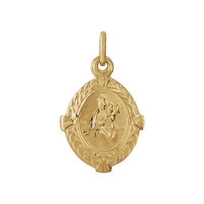 14K Yellow Gold Scapular Medal Pendant L-12mm, W-9Mm Gift for Mother 