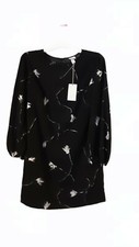 A New Day Black /White Floral Print Midi Dress Size Small
