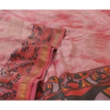 Sanskriti Vintage Sarees Red Tiedye Printed Pure Silk Sari Soft 5Yd Craft Fabric