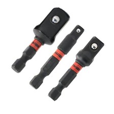 Impact Driver Socket Adaptor Set 3pc 50mm 1/4" 3/8" 1/2" Hex Drive