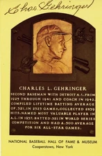 Charlie Chas Gehringer Signed Autographed HOF Plaque Postcard PSA/DNA