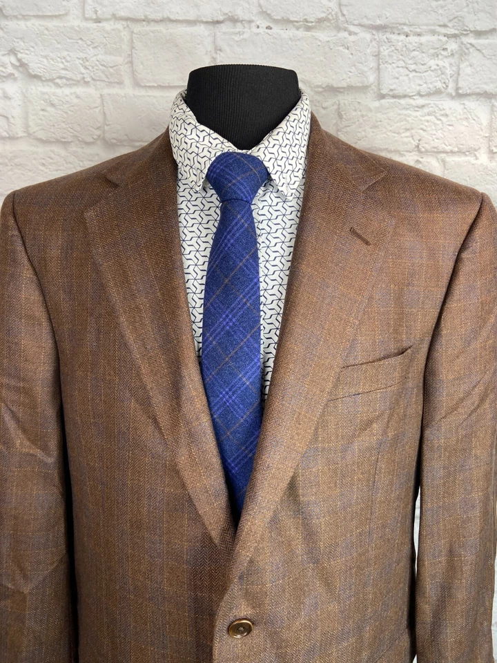 Abrigo Blazer Chaqueta Deportivo LUBIAM Para Hombres Marrón Cuadros Lana CLASSIC FIT 42R Foto 2 de 4