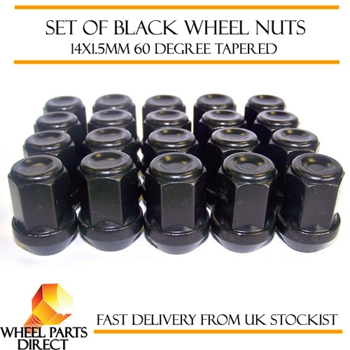 Alloy Wheel Nuts Black (20) 14x1.5 Bolts for Land Rover Range Rover