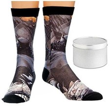 Batman Socks 2 Piece Gift Set Mens' Crew Dark Sublimated 1 Pair with Tin New