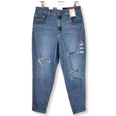 Levi's NWT Silver Tab High Waisted Mom Jean Womens 31 Distressed Tapered Leg