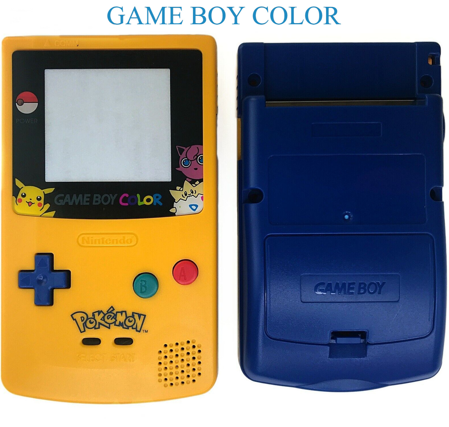 Carcasa Game Boy Color completa, Pokémon, Pikachu, azul, amarillo