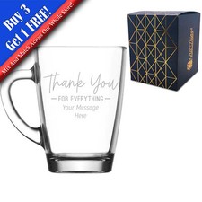 Personalised Engraved Glass Mug with Thank You for Everything Design