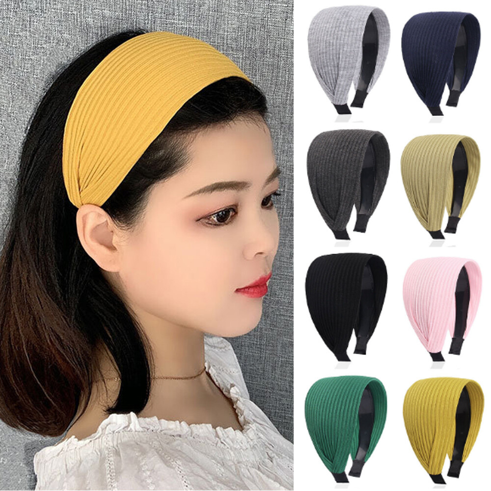 Ladies Wide Headband Knitted Cloth Hairband Womens Hair Hoop Band