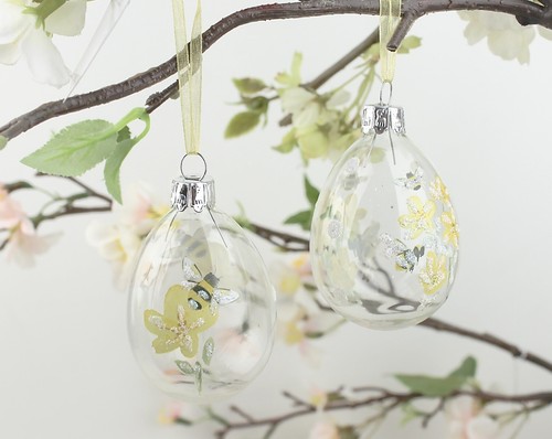 GISELA GRAHAM EASTER GLASS EGG BEE DAISY BUTTERCUP FLOWER BEEHIVE DECORATION - Picture 6 of 8