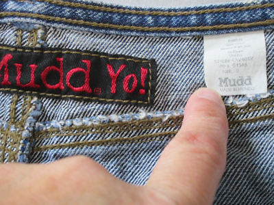 Mudd Mini Jean Skirt Juniors Size 9 30x12.5 Light/Dark Wash Fringe