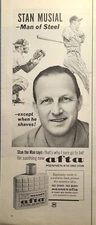 Mennen Afta After Shave Stan The Man Musial Man Of Steel Vintage Print Ad 1964