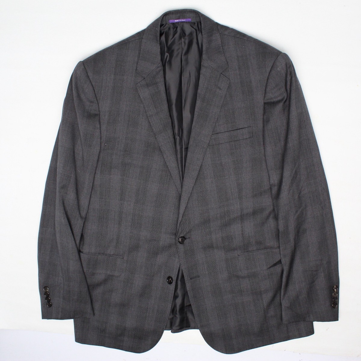 Ralph Lauren Purple Label Suit Coat Mens 44L Gray Glen Plaid Wool Ralph Lauren Purple Label Suit Coat Mens 44L Gray Glen Plaid Wool