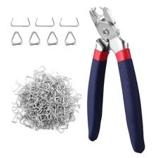 WORKPRO Bent Hog Ring Pliers w/ 500PCS 3/4" Hog Rings Galvanized Steel Hog Rings