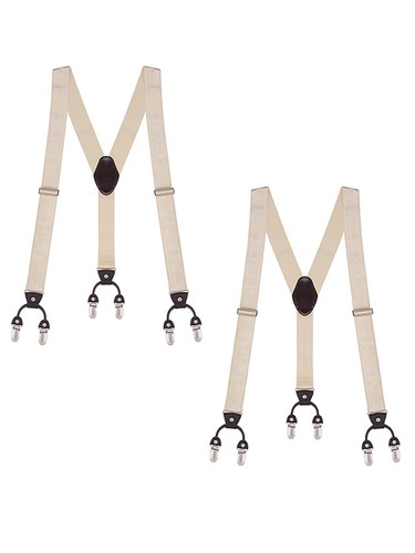 Buyless Fashion Satin Men 2 Pack Suspender 48" Adjustable 6 Clip Y Leather End - Picture 29 of 49